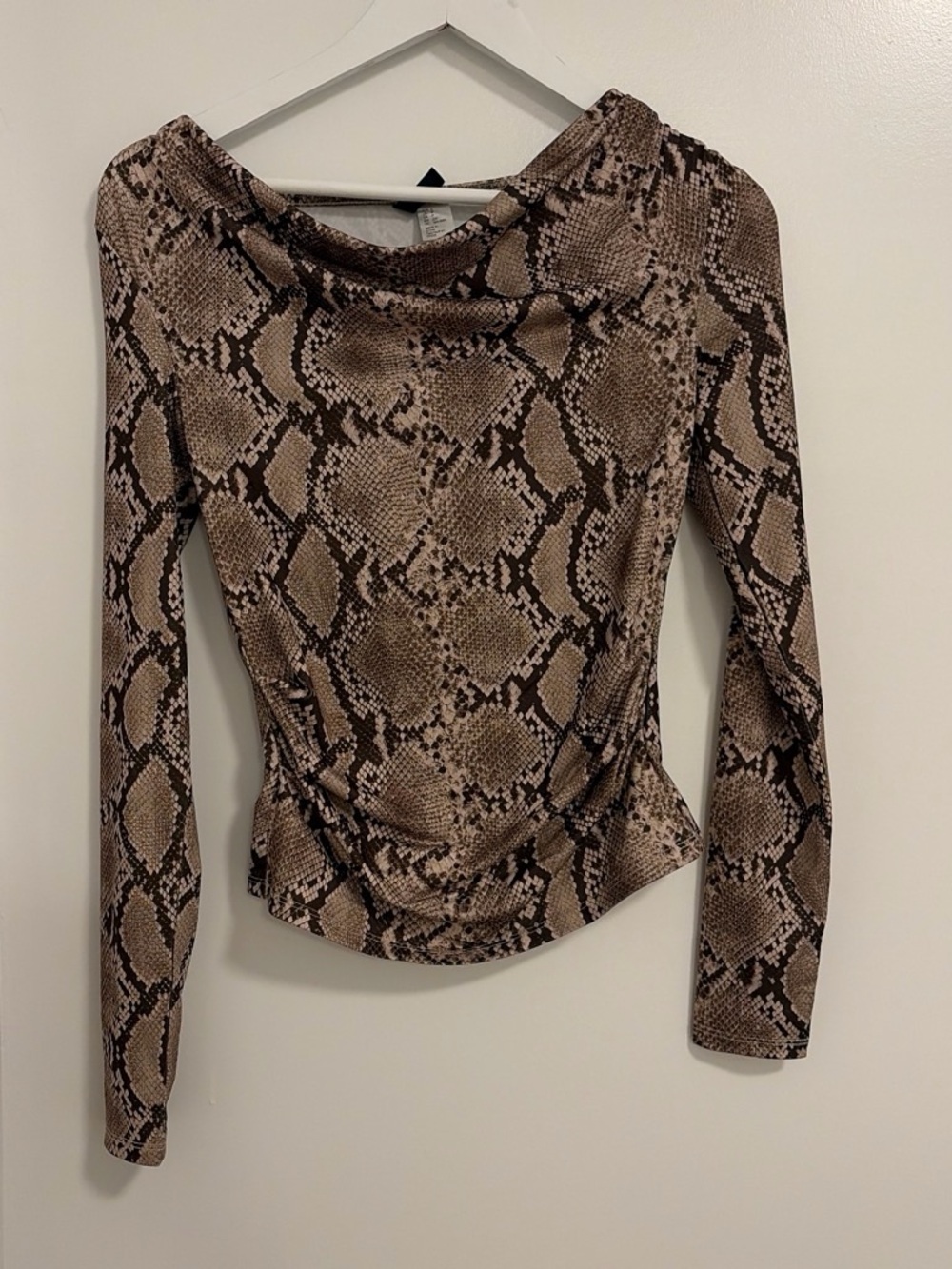 H&M Brown and Black Snake-Print Long Sleeve Top
